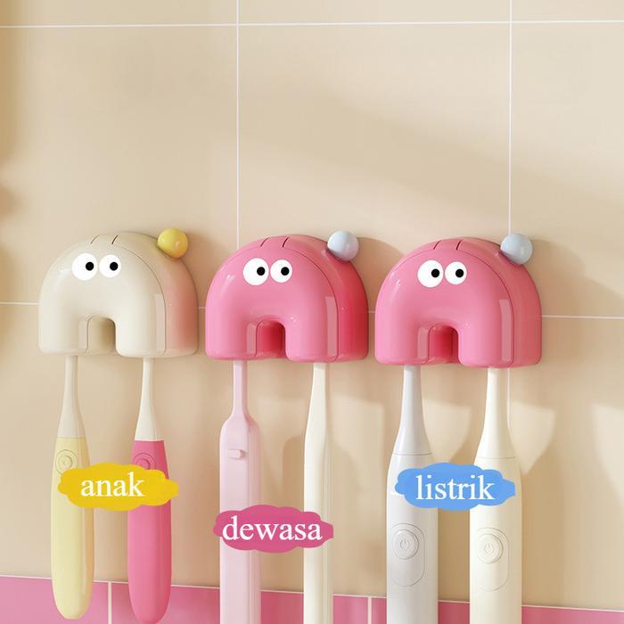Tempat Sikat Gigi Kartun/Rak Sikat Gigi Tempel Dinding Tahan Debu/Tempat Sikat Gigi Anak