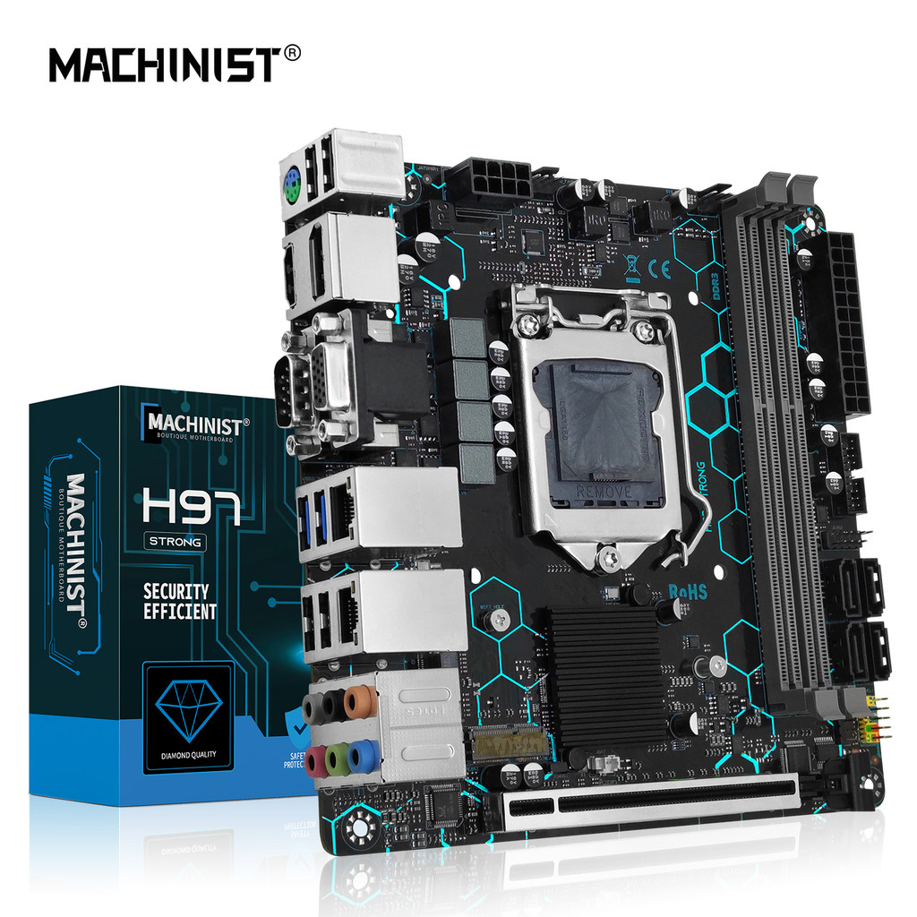 MACHINIST H97 Motherboard LGA1150 Support Intel Core I7i5i3E3 DDR3 iTX VGAHDMIDPCOM Dual LAN WIFI