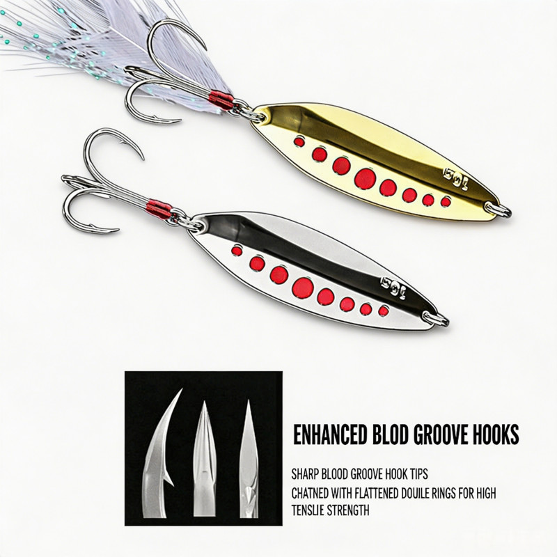 TRUVEX 1PC Gold Silvery Metal Spoon Spinner Fishing Lure Spoonbait Crankbaits Fishing Wobblers for