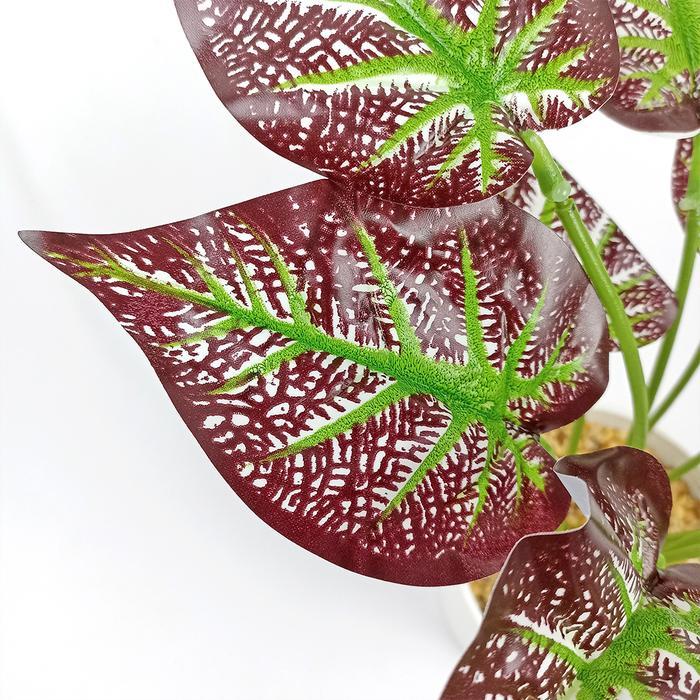 "New". UNICO Pot Bunga Daun Keladi Tanaman Hias Daun Talas Motif Daun Kering Plastik Dekorasi Rumah