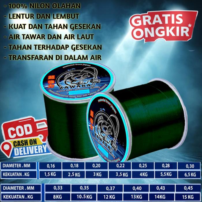 Senar Pancing Senar Pancing Kuat Anti Kriting Zawara Hijau Lumut Fishing Line