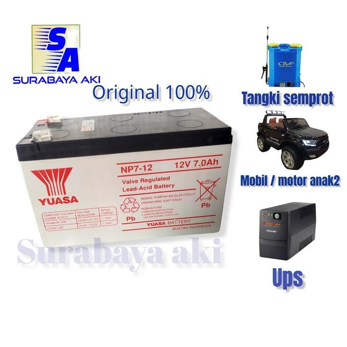 aki UPS MOBIL MAINAN ANAK sprayer ELEKTRIK ORIGINAL 12V 7ah yuasa 7ah
