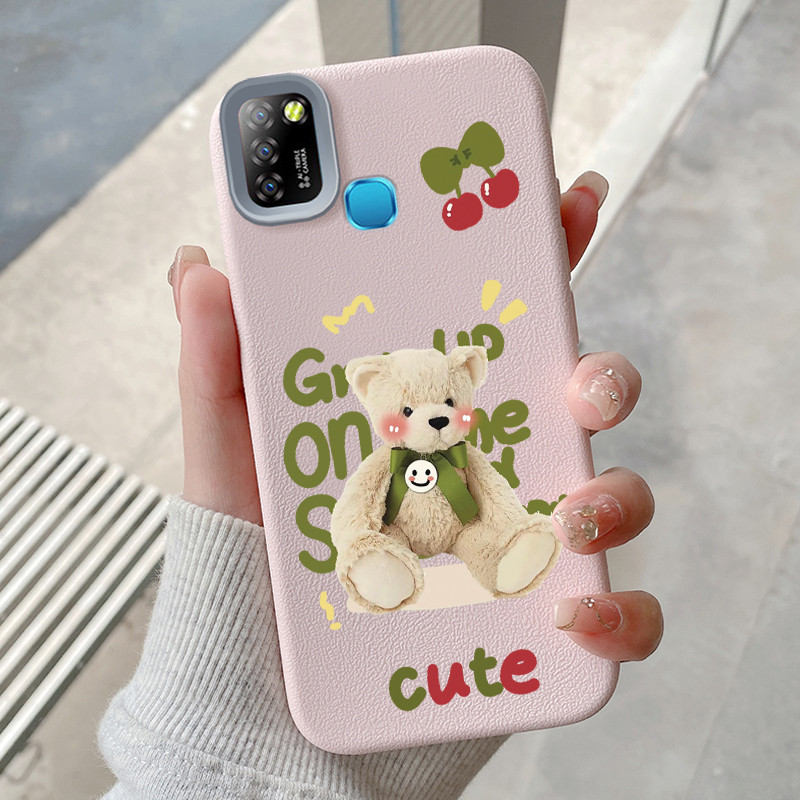 Casing Hp untuk Infinix Smart 5 Smart 6 Ram 3 Hot 10 Lite 4G Case Casing pola Beruang Cherry Kesing 