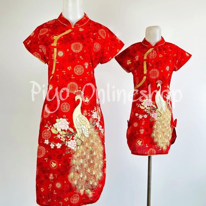 DRESS CHEONGSAM WANITA BUNGA BAMBU (KHUSUS GROSIR)