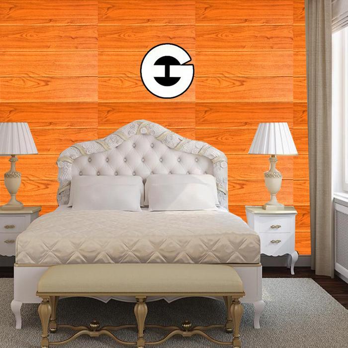 (COD) EG Wallpaper Kayu Orange Foam Premium 3D Motif Bata Bertekstur & Timbul Ketebalan 3mm Anti Air