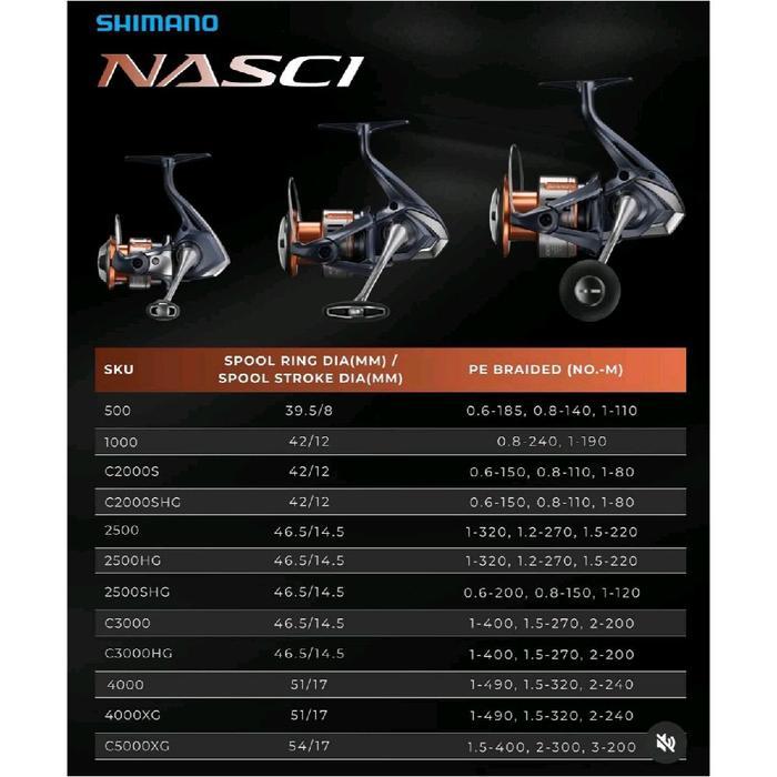 Reel Shimano NASCI 2025 500 s/d 3000 Reel Spining Shimano Best Quality
