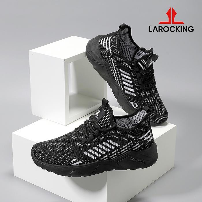 Larocking - Owen Hitam Polos Abu Tua Sepatu Running Gym Shoes Sport Outdoor