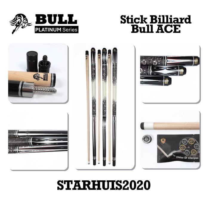 Stik Billiar kualitas BULL ACE Platinum Series maple shaft Radial Joint stick billiard HOW Cue tip