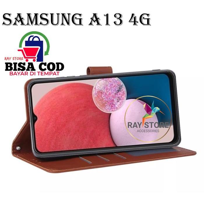 SAMSUNG A13 4G FLIP LEATHER CASE PREMIUM-FLIP WALLET CASE KULIT UNTUK SAMSUNG A13 4G - CASING