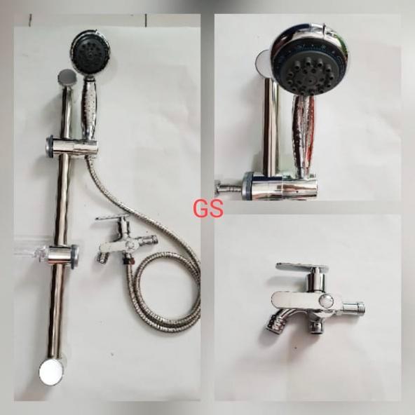Toto Indo - Paket Shower Tiang Set Kran Cabang - Shower Tiang Kamar Mandi Set