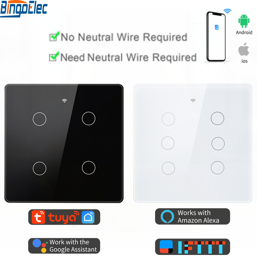 Tuya Smart Wifi Touch Switch No Neutral Wire Required Smart Home Wall