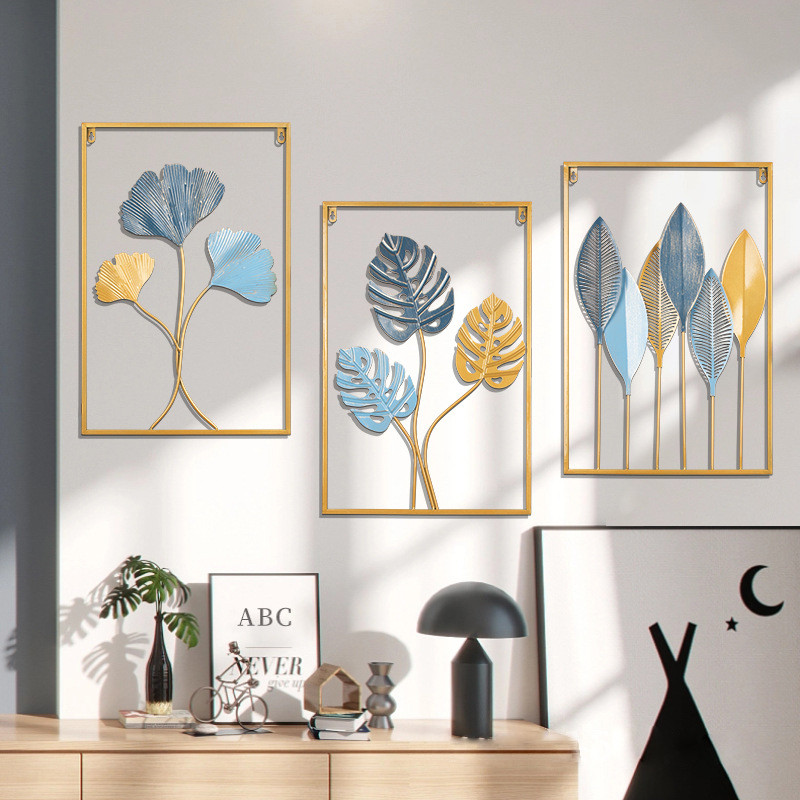 WallDecor Hiasan Dinding Frame Metal Gold Daun Leaf Ginko Scandinavian/ WALL Decor Nordic 60x40/40x3