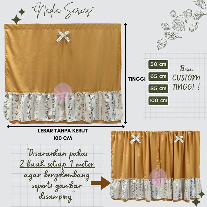 Gorden Kolong Dapur Rumbai Bawah Tirai Kolong Dapur Hordeng Hijau Sage Minimalis Original