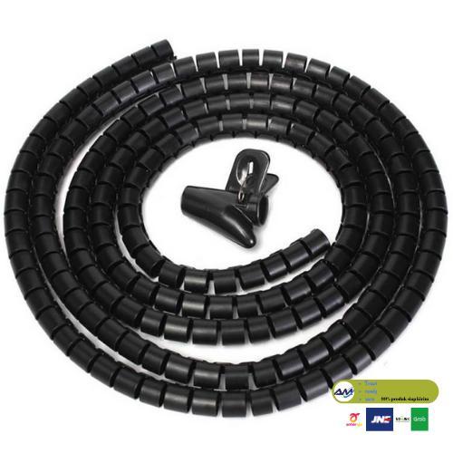 Spiral Kabel / Pelindung Kabel 22Mm Black 2 Meters + Clip 309 Terpercaya