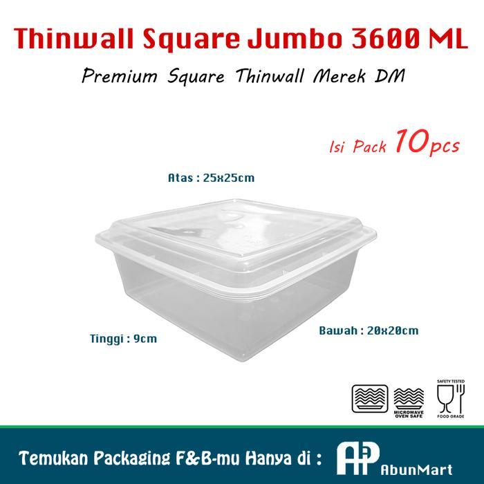 Thinwall 3600 Ml Square Jumbo (Dm) Isi 10Pcs Pasti Promo