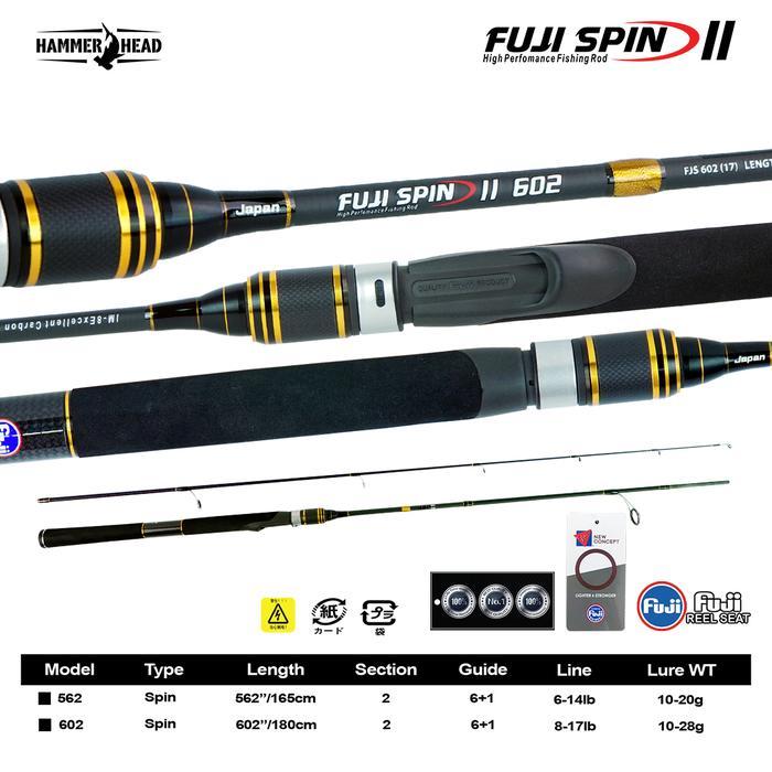 [Gratis Set Kail Sk6] Hammerhead Joran Pancing Spinning Fuji Spin Ii 562 - 602 Hi-Carbon Blank