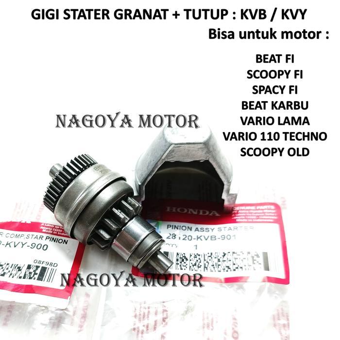 Terbaru Granat Pinion Stater Assy Set Tutup Pinion Beat - Vario - Scoopy - Spacy Karbu / Fi Kode