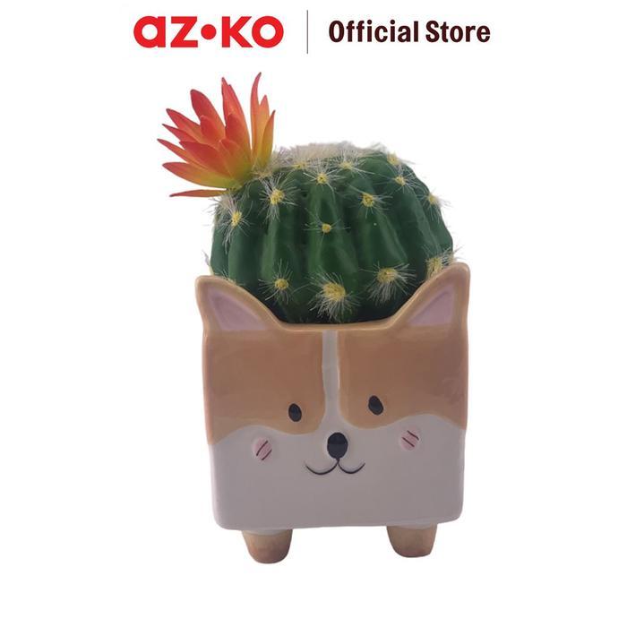 Terbaru Azko Arthome Tanaman Artifisial Succulent Dengan Pot Anima Corgi 8X8X15 Cm - Mix Artificial