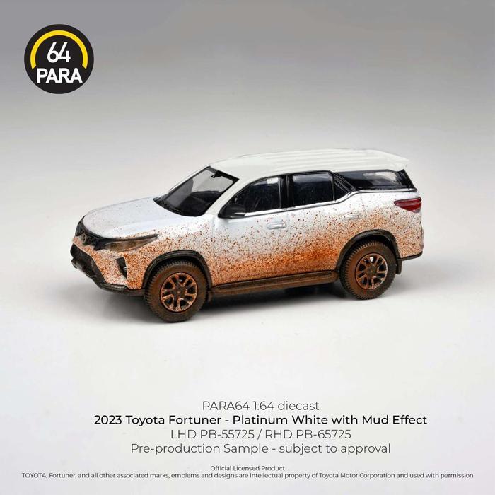 PB-65725 - PARA64 2023 TOYOTA FORTUNER PLATINUM WHITE WITH MUD EFFECT - DIECAST MOBIL MODEL MINIATUR