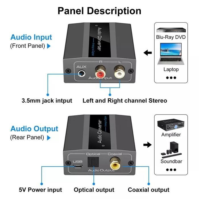 Terbaru Avpro Avq049 Analog To Digital Audio Converter Adc 48Khz Rca & 3.5Mm