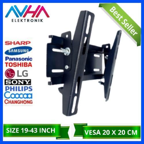 BERKUALITAS Bracket Tv Led - Braket Tv Lcd - Breket Tv 19-43 Inchi Vesa 20cm
