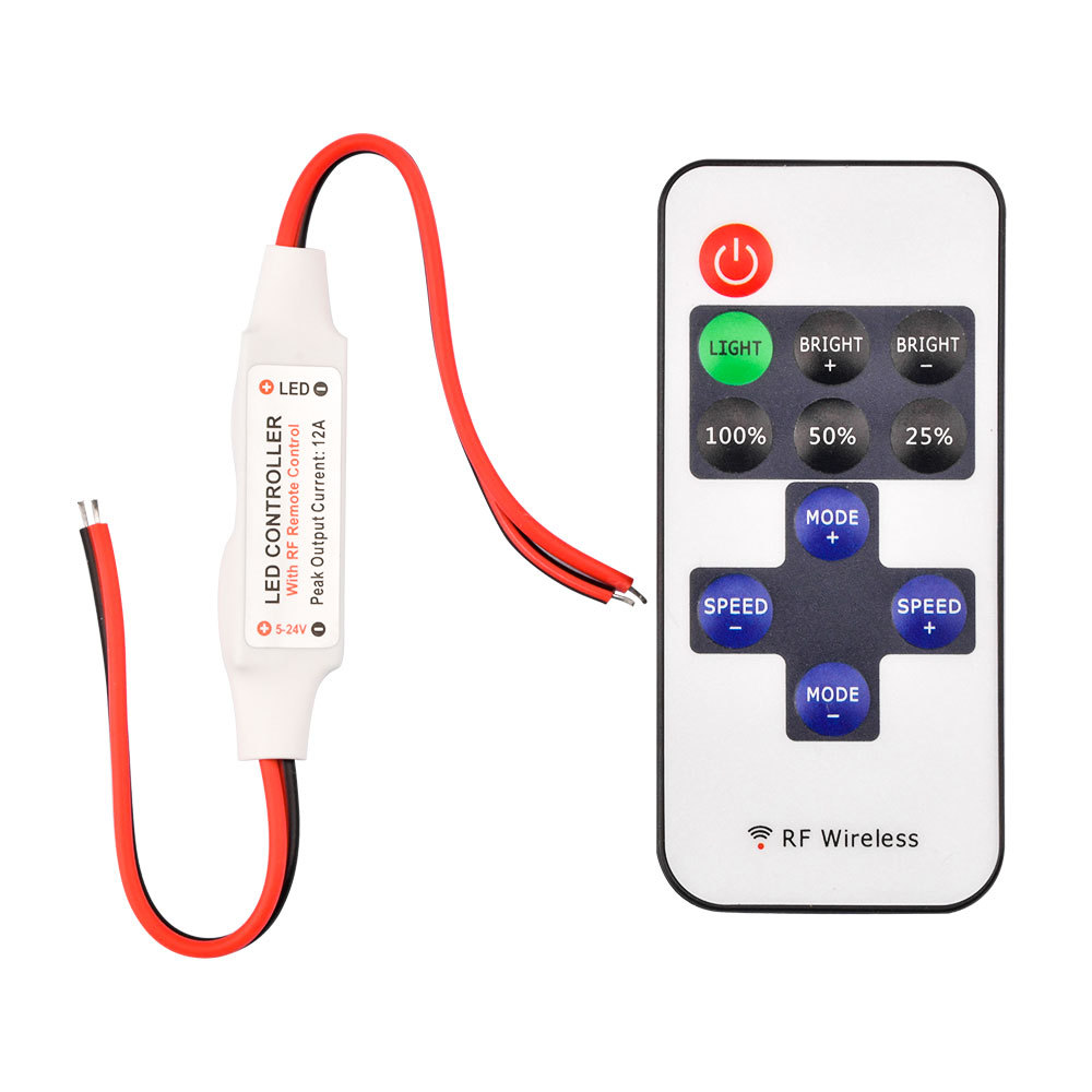 1set RF Mini Wireless Remote Dimmer Controller for LED Strip Lights DC5V-DC24V Dimmer Controller RF