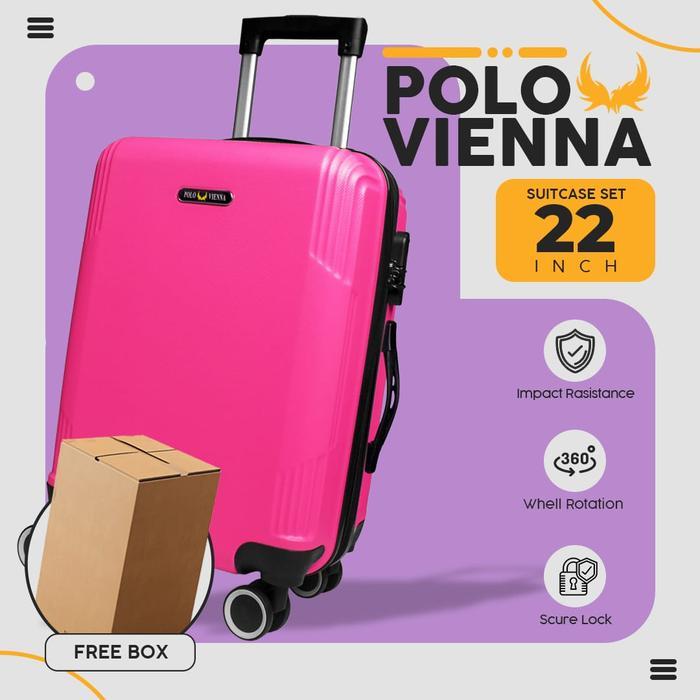 koper 22 inch koper polo koper bagasi koper pria wanita koper umroh koper - Pink, 22 inch