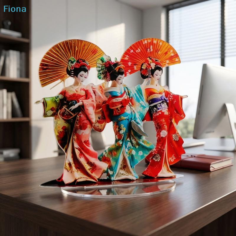 Acrylic Geisha Figurine Stand,Japanese Maiko Acrylic Ornament with Clear Base for Home Decor &