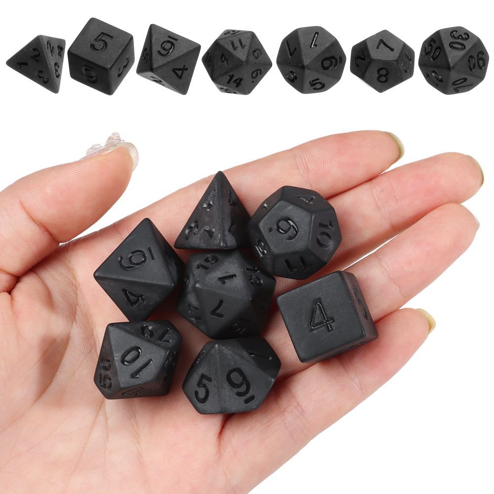 7Pcs/Set Polyhedral Black Dice Set Game Dice For TRPG DND Accessories Polyhedral Dice For Board Card