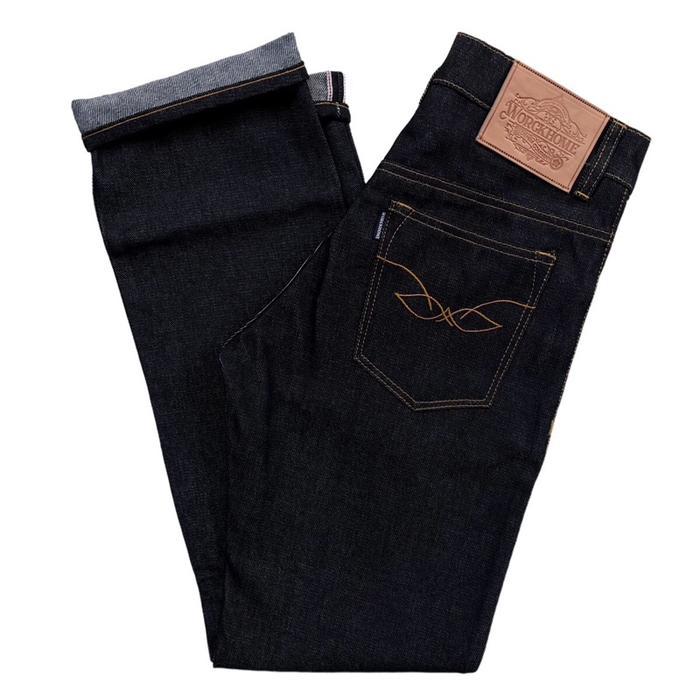 Worckhome Denim Cowboy Celana Panjang Denim Pria Slim Straight Raw Denim Deep Indigo 13,5oz Selvedge