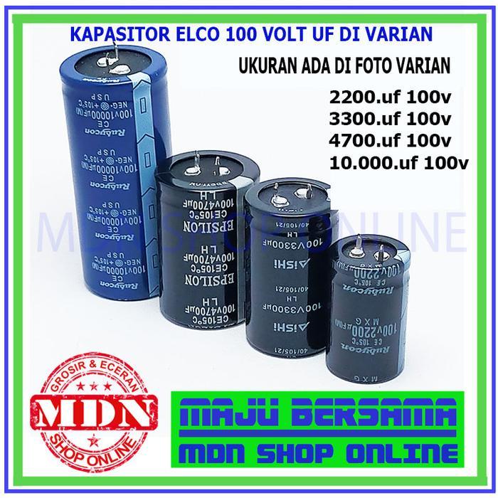 Kapasitor elco 2200uf 3300uf 4700uf 10000uf 100v kualitas bagus