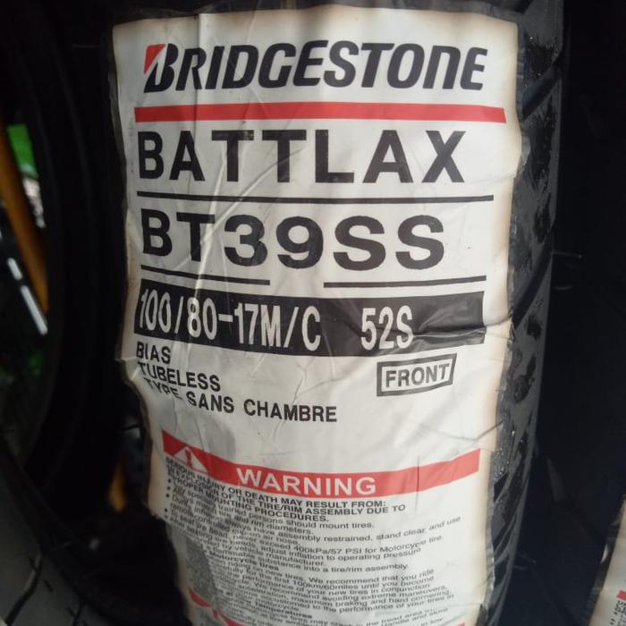 BAN LUAR BRIDGESTONE BATTLAX BT 39 UKURAN 100/80-17 BATTLAX TUBELESS