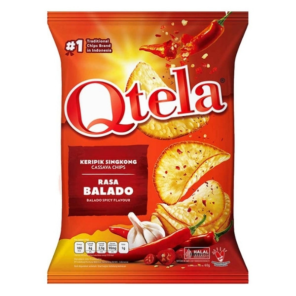 QTELA KERIPIK SINGKONG RASA BALADO 60 GR