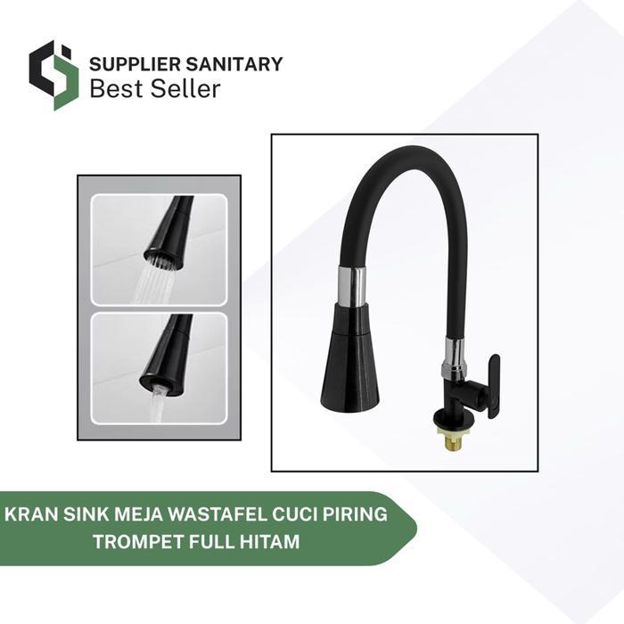 Promo Kran Cuci Piring Flexibel Tanam/Kran Wastafel/Kran Dapur/Kran Angsa Hitam Plastik Original