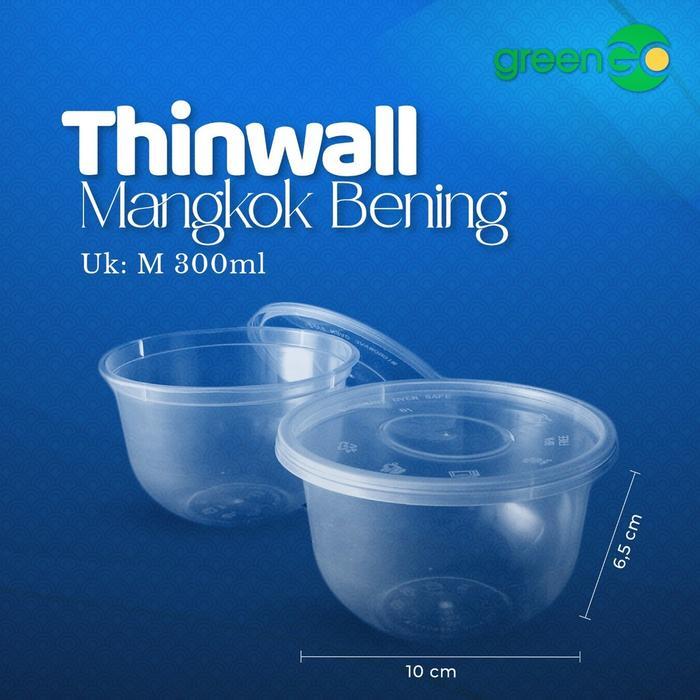 TERLARIS THINWALL BOWL AECO 300ML ISI 25 SET BOWL CUP KECIL PLASTIK DATAR DAN OVAL MURAH MANGKOK CUP
