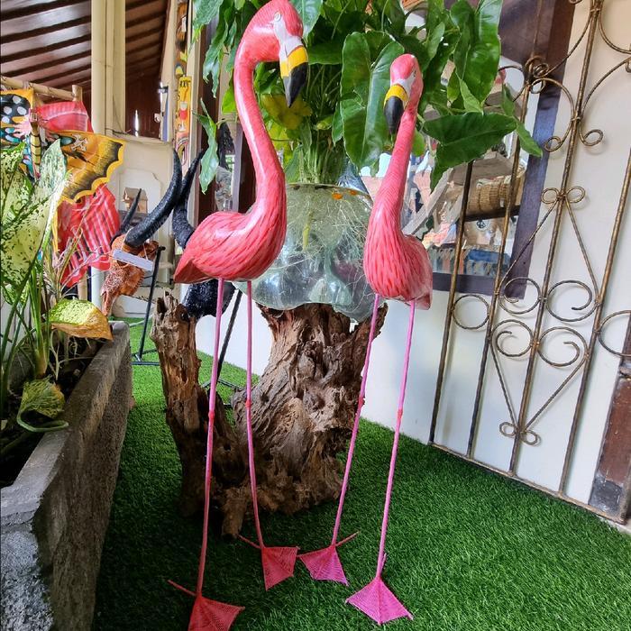 FYODORU Pink Flamingo Bahan Kayu Hiasan Taman