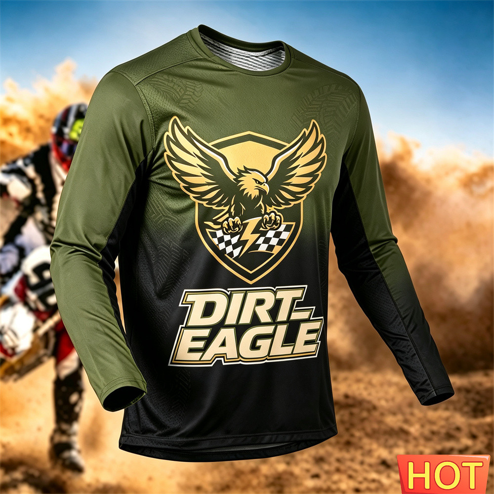Kaos Lengan Panjang off-road Grafis Atasan Latihan Berkendara Lengan Panjang Off-road Sepeda Gunung 