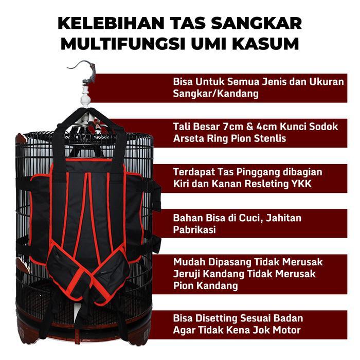 Tas Sangkar Burung Umi Kasum Multifungsi Kandang Kotak Dan Bulat Tas Ransel Gendongan Burung Murai