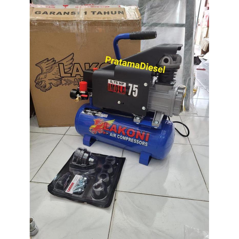 kompresor udara listrik Lakoni imola 75+spraygun f75+slang 10mtr - Kompresor Imola