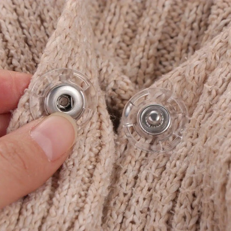 5pairs Plastic Transparent Hidden Button Wool Coat Round Snap Button Cardigan Coat Anti-exposure But