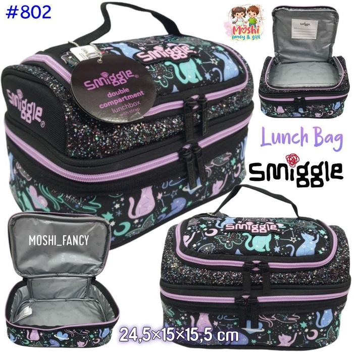 ORIGINAL Lunch Bag Smiggle Double Decker Impor Smiggle Starry Cat / Lunch Bag Eclipse Cat Black /