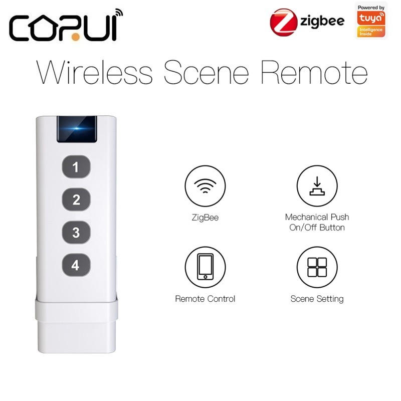 CORUI Tuya ZigBee Smart Scene Switch 4 Gang Remote Portable For Smart