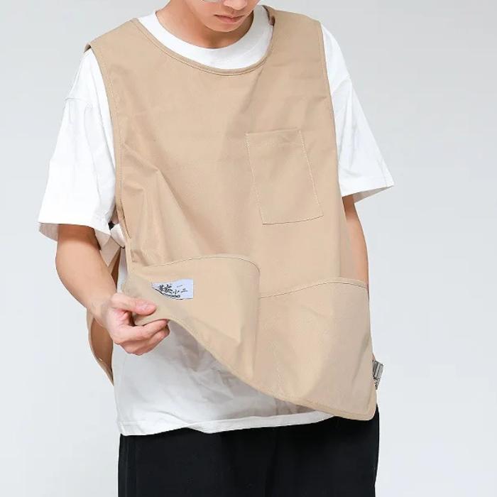 CPWP Japanese Industrial Coverall Unisex Cobbler Polyester Nylon Vest Apron Celemek Kerja Barista