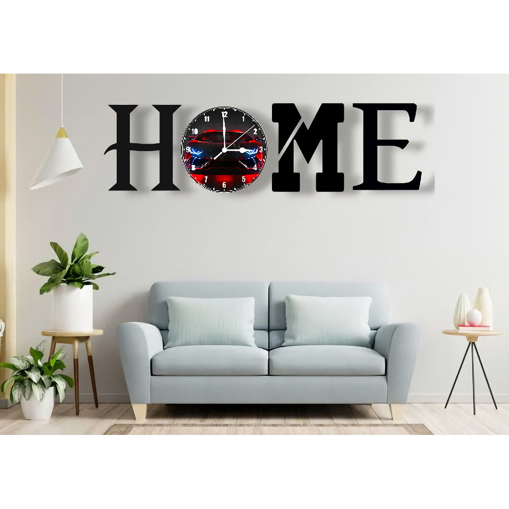 jam dinding dan hiasan dinding aesthetic abjad home