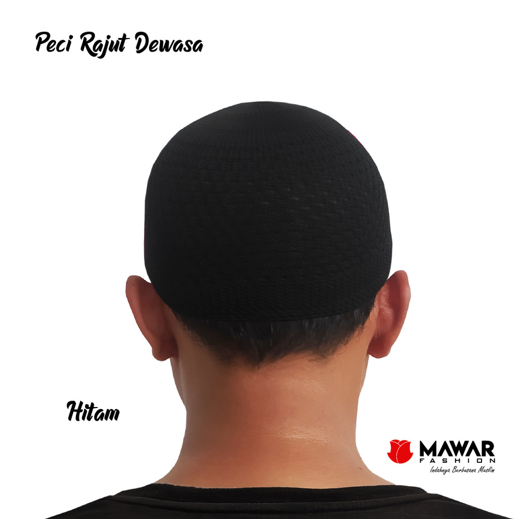 Peci rajut polos hitam dewasa peci turki