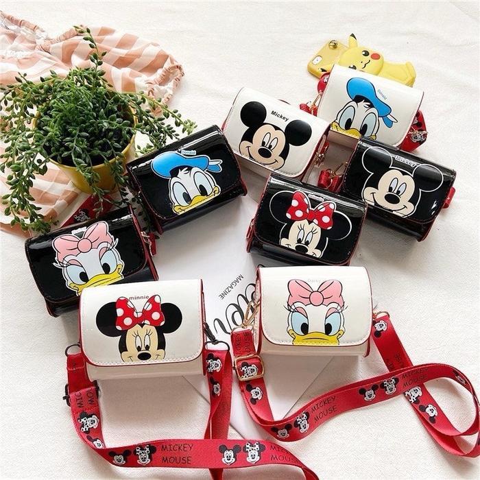 7lc9- Tas Selempang Anak Mini Minnie Mickey Mouse Daisy Donald Duck Tas Mickey Glossy