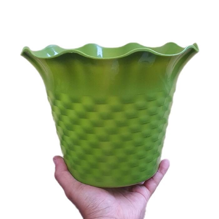 TamanHijau- Pot Cristal Ukuran 25 Paket Isi 6Pcs Pot Bunga Cantik Motif Bunga 25 Cm Tanaman