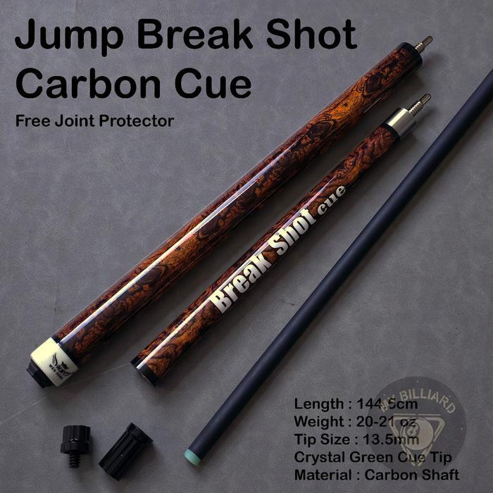 JUMP BREAK SHOT CARBON CUE BROWN STICK BILLIARD 13.5MM - STIK LONCAT KIBAU BILLIAR KARBON COKLAT