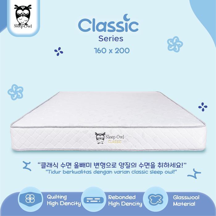 SLEEP OWL SPRINGBED  Spring Bed Matras Classic 160 x 200 Full Set - Matras Only, 160 - White