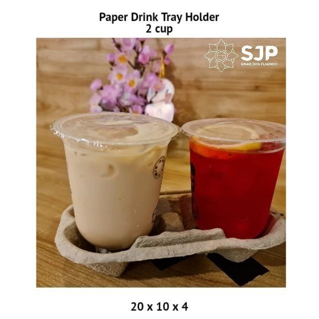 Sameday 2 Cup Tray Paper Drink Holder Tatakan Minuman Gelas Plastik